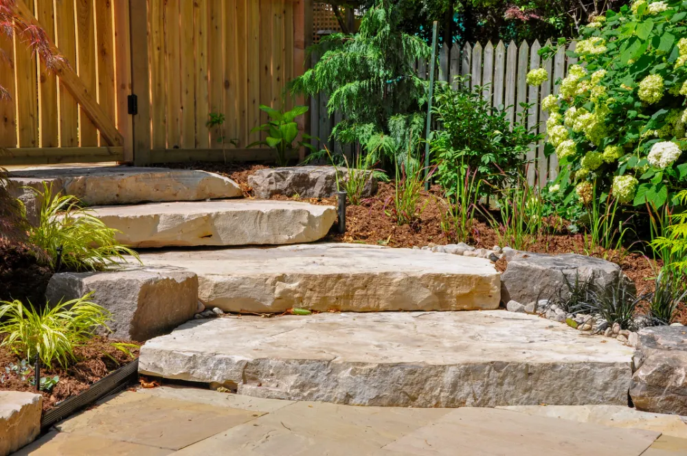 Stone steps in a garden